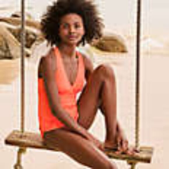 Land's End Coral Chlorine Resistant Underwire Tankini Swimsuit Top Size 10 - Picture 1 of 9